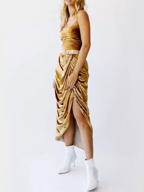 MESTIZA New York Free People Aurora Emilia Strapless Velvet Midi Dress. Size: 4